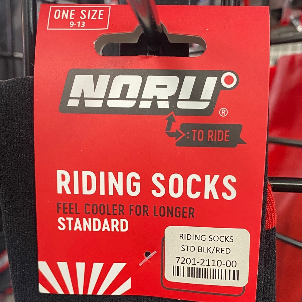 NORU Standard Riding Socks - Black and Red Design - Picture 2 of 4
